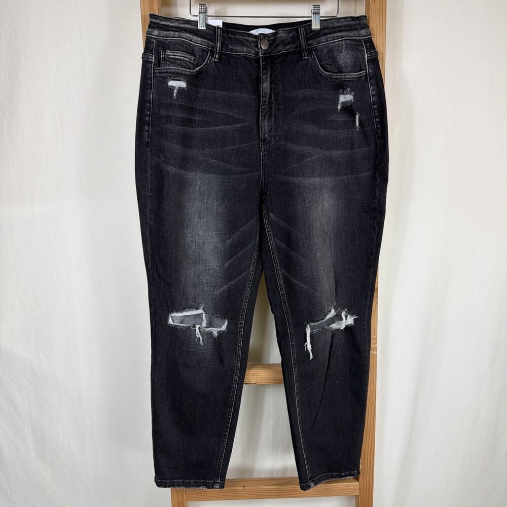 NWT Vervet Flying Monkey Black Distressed Mom Jeans #1395 Size 16